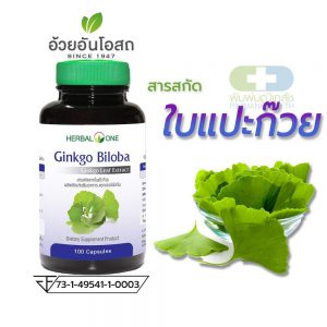 Herbal One GINKGO BILOBA จิงโกะ ไบโลบา(สารสกัดจากใบแป๊ะก๊วย) 100 แคปซูล อ้วยอันโอสถ
