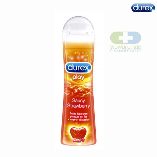 Durex Play Saucy Strawberry 50ml เจลหล่อลื่นสูตรน้ำกลิ่นสตอเบอร์รี่ (แพ็ค 3ชิ้น)