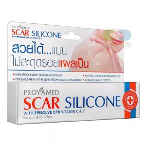 Provamed Scar Silicone 10g โปรวาเมด สการ์ซิลิโคน 10 กรัม ผลิตภัณฑ์ดูแลผิวที่มีรอยแผลเป็น